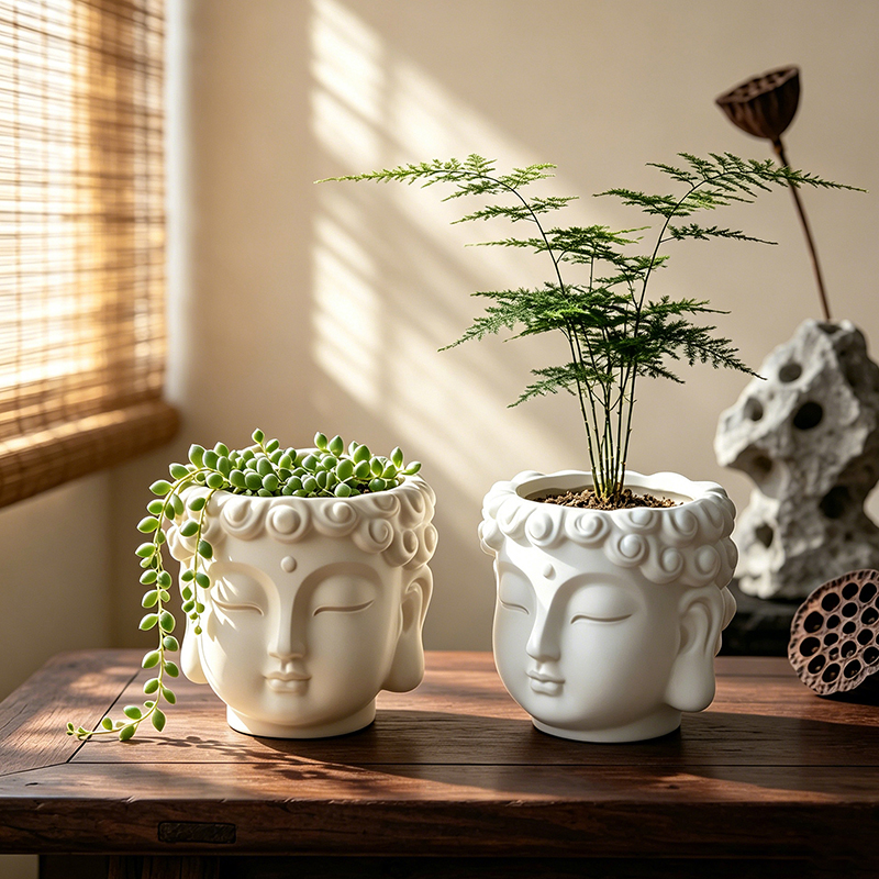 Buddha Head Shaped Resin Plant – Echeveria Succulent recenzja i cena