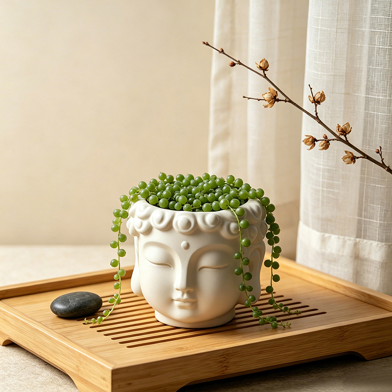 Buddha Head Shaped Resin Plant – Echeveria Succulent recenzja i cena