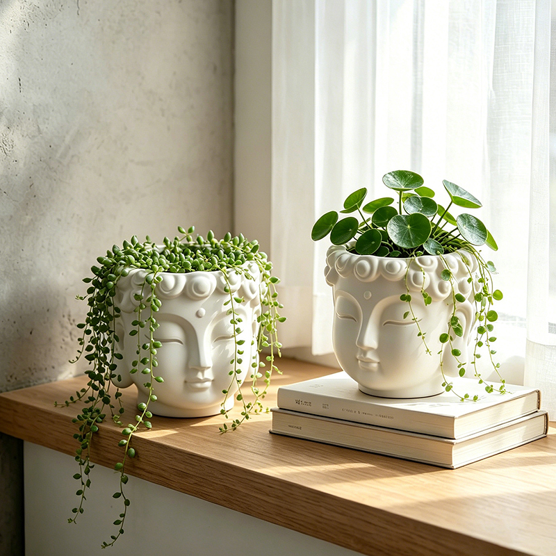 Buddha Head Shaped Resin Plant – Echeveria Succulent recenzja i cena
